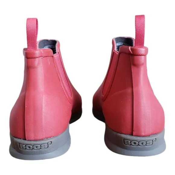 BOGS Boots Women's Size 8 Sweet Pea Slip On Waterproof Chelsea Rain Boot Red
