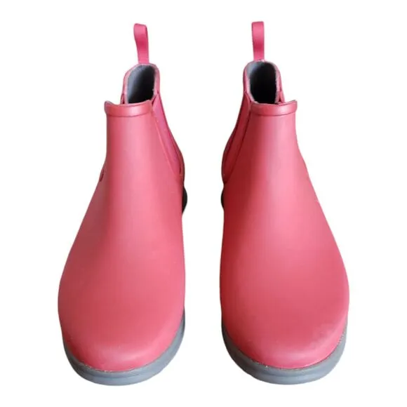 BOGS Boots Women's Size 8 Sweet Pea Slip On Waterproof Chelsea Rain Boot Red