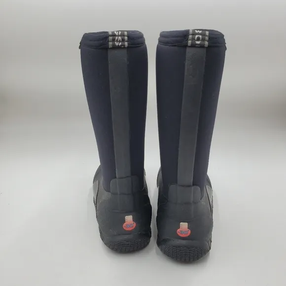 Bogs Classic High Kids Black Rubber Insulated Winter Boots Sz 2 Youth