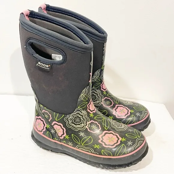 BOGS CLASSIC POSEY Multi Floral YOUTHS GIRLS Size 3 Rubber BOOTS