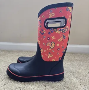 Bogs Rainboots Black Red Pull On Youth 6