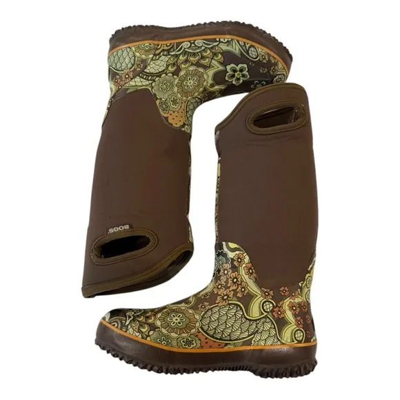 Bogs Women’s Classic High Paisley Floral Waterproof Snow Rain Winter Boots Sz 7
