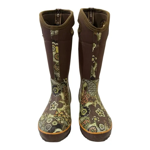 Bogs Women’s Classic High Paisley Floral Waterproof Snow Rain Winter Boots Sz 7