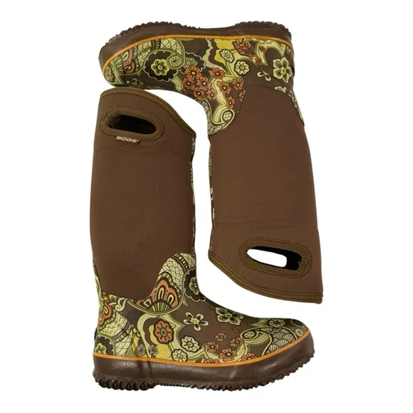 Bogs Women’s Classic High Paisley Floral Waterproof Snow Rain Winter Boots Sz 7