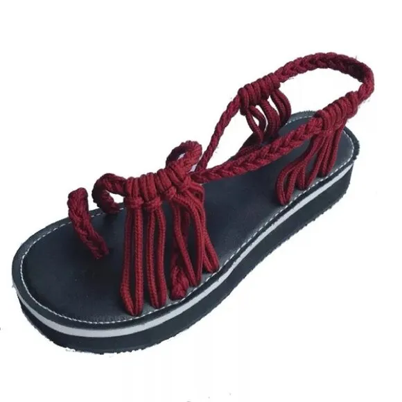 Bohemian Flat Flip Flops Bandages Beach Shoes Summer Casual Sandals