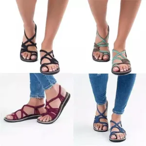 Bohemian Flat Flip Flops Bandages Beach Shoes Summer Casual Sandals