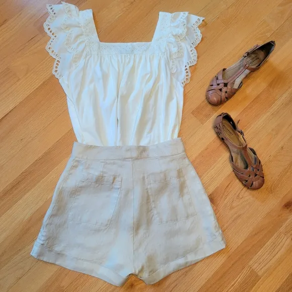 BONDI BORN Brindisi 100% Japanese Linen Shorts Sz M