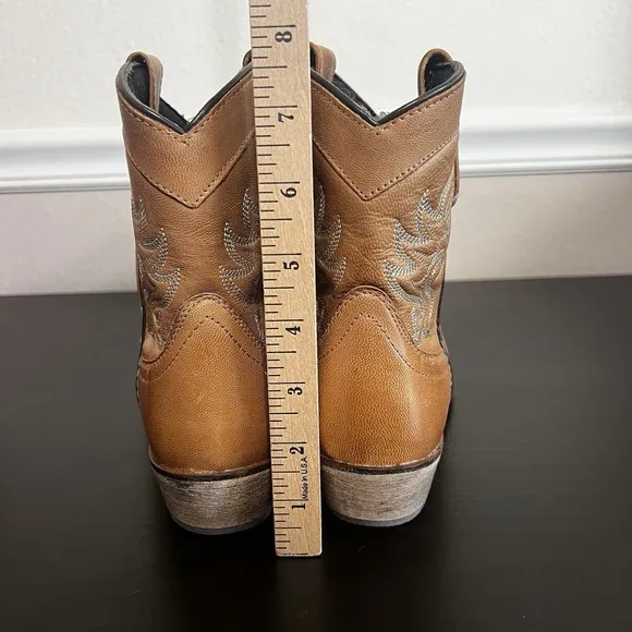 Boots Dingo Women's 8M Brown Calf Slip-On Stitched Cowgirl Leather Willie 6&quot; NIB