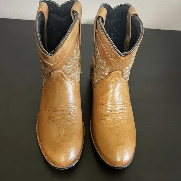 Boots Dingo Women's 8M Brown Calf Slip-On Stitched Cowgirl Leather Willie 6&quot; NIB