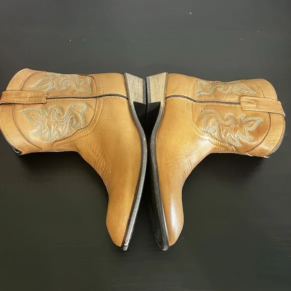Boots Dingo Women's 8M Brown Calf Slip-On Stitched Cowgirl Leather Willie 6&quot; NIB