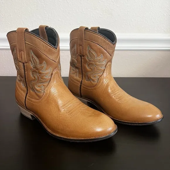 Boots Dingo Women's 8M Brown Calf Slip-On Stitched Cowgirl Leather Willie 6&quot; NIB