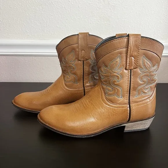Boots Dingo Women's 8M Brown Calf Slip-On Stitched Cowgirl Leather Willie 6&quot; NIB