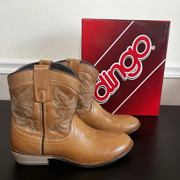 Boots Dingo Women's 8M Brown Calf Slip-On Stitched Cowgirl Leather Willie 6&quot; NIB