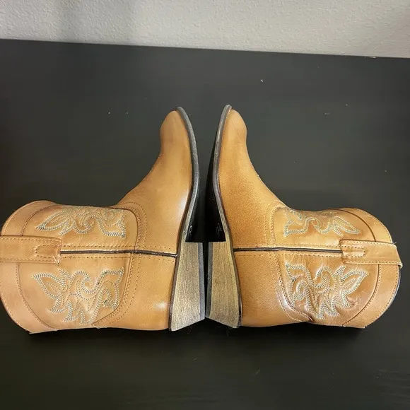 Boots Dingo Women's 8M Brown Calf Slip-On Stitched Cowgirl Leather Willie 6&quot; NIB