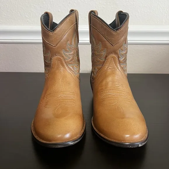 Boots Dingo Women's 8M Brown Calf Slip-On Stitched Cowgirl Leather Willie 6&quot; NIB