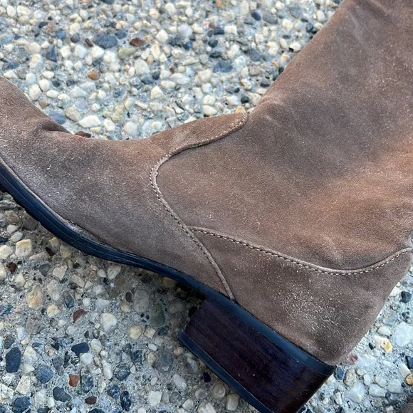 Born Brown Block Heel Suede Knee High Boots