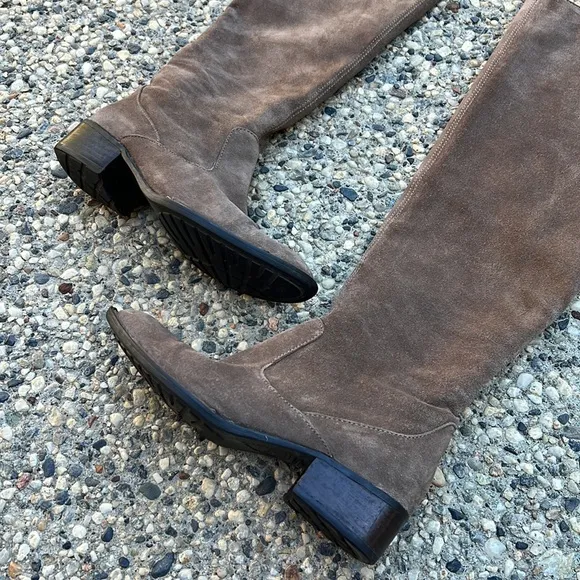 Born Brown Block Heel Suede Knee High Boots