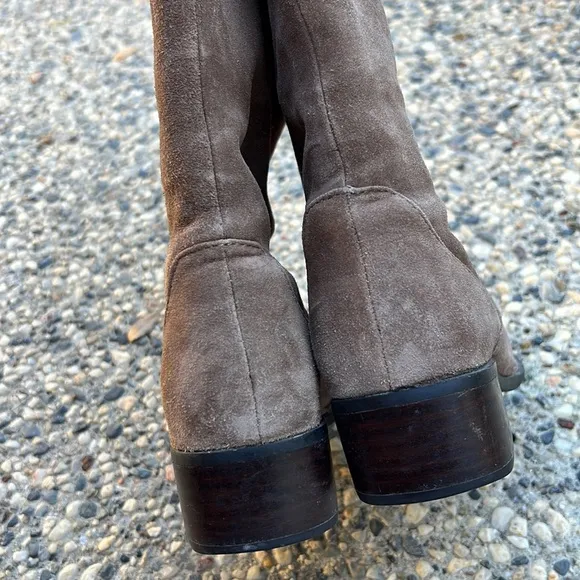 Born Brown Block Heel Suede Knee High Boots