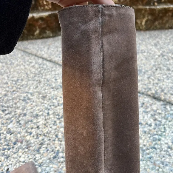 Born Brown Block Heel Suede Knee High Boots