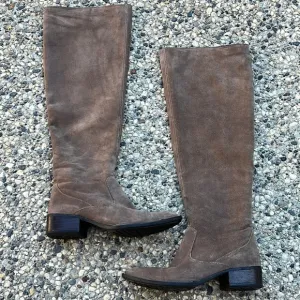 Born Brown Block Heel Suede Knee High Boots