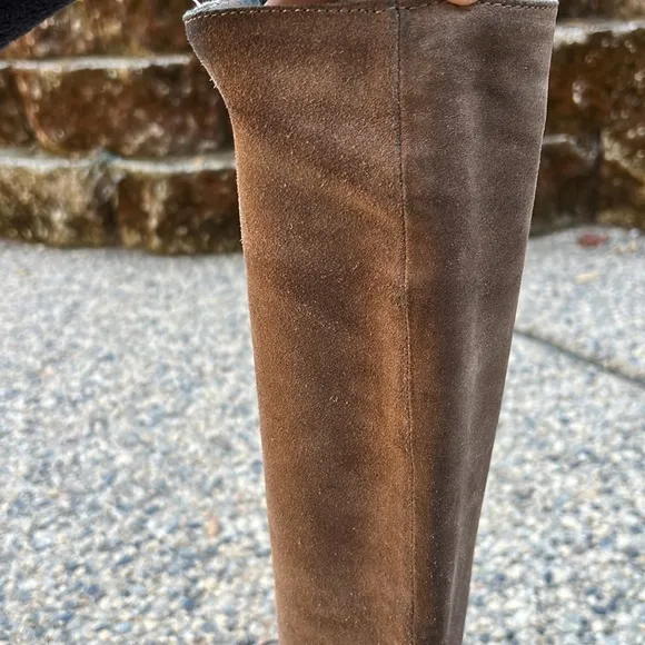 Born Brown Block Heel Suede Knee High Boots