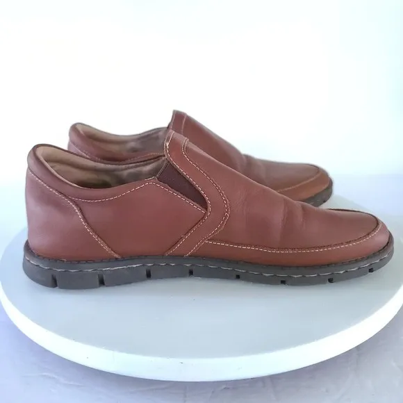 Born Han Sawyer Brown Leather Slip On Loafers Mens Size 7 Casual Comfort
