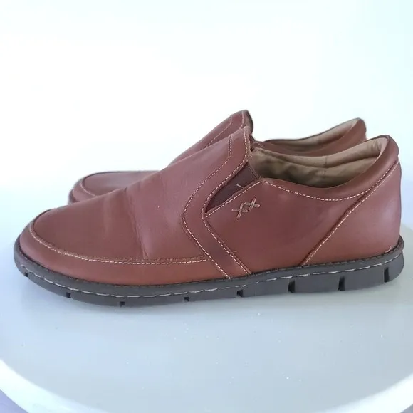 Born Han Sawyer Brown Leather Slip On Loafers Mens Size 7 Casual Comfort