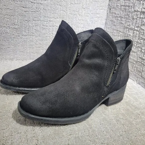Born Malta II Women's Size 9 Black Suede Leather Distressed Zipper Moto Boots