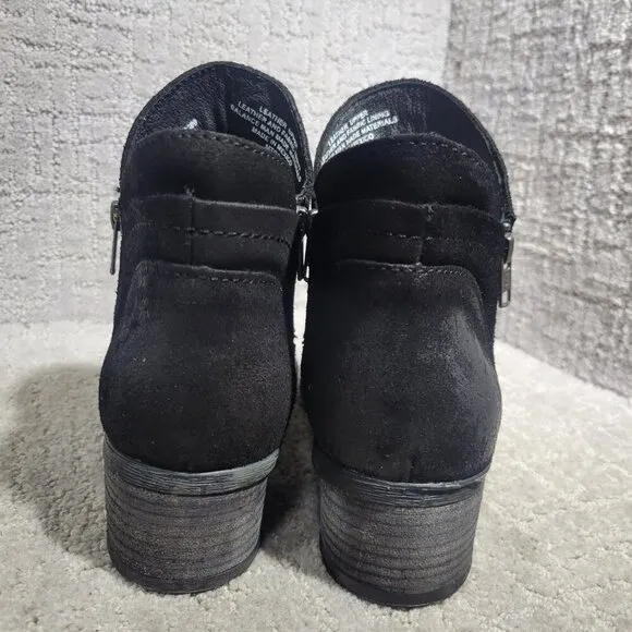 Born Malta II Women's Size 9 Black Suede Leather Distressed Zipper Moto Boots