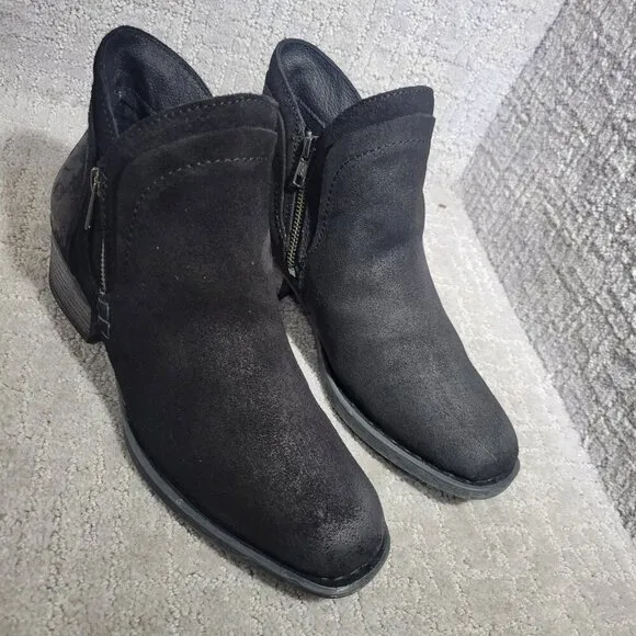 Born Malta II Women's Size 9 Black Suede Leather Distressed Zipper Moto Boots