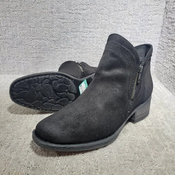 Born Malta II Women's Size 9 Black Suede Leather Distressed Zipper Moto Boots