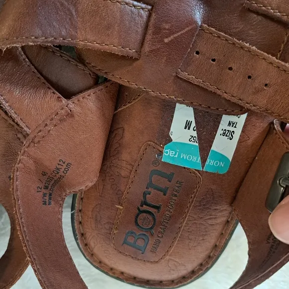 Born Men's Fisherman Sandals Brown Woven Leather Closed Toe Comfort Shoes Sz 12