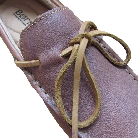 Born Mens Tan Moccasin Leather Driving Loafers Size 9.5 Slip On Classic