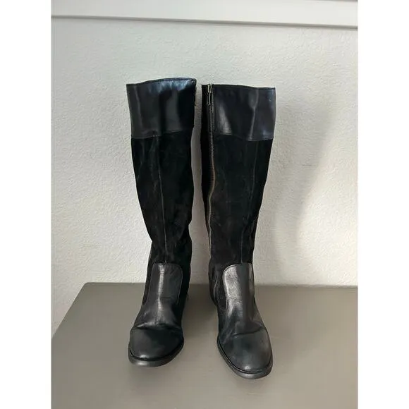 Born Uchee Tall Black Leather Distressed Boots - 9M