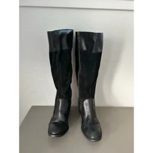 Born Uchee Tall Black Leather Distressed Boots - 9M