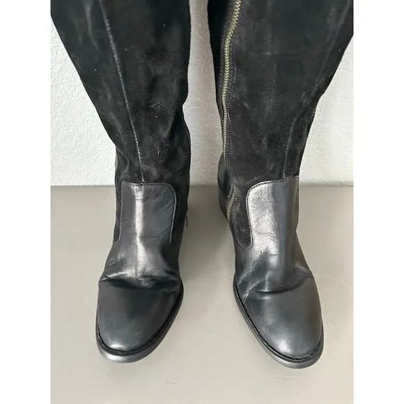 Born Uchee Tall Black Leather Distressed Boots - 9M