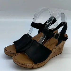 Born Women's Black Slingback Wedge Sandals Size 8.5 Open Toe Casual