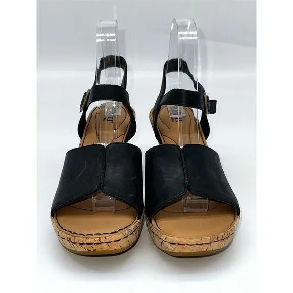 Born Women's Black Slingback Wedge Sandals Size 8.5 Open Toe Casual