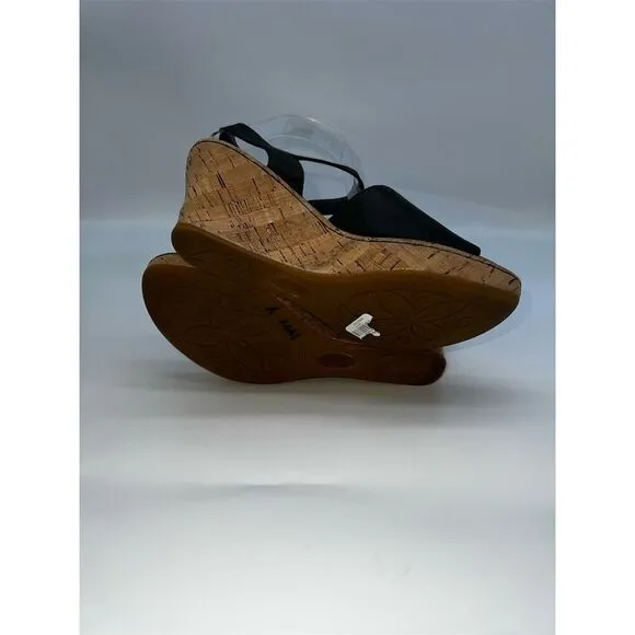 Born Women's Black Slingback Wedge Sandals Size 8.5 Open Toe Casual