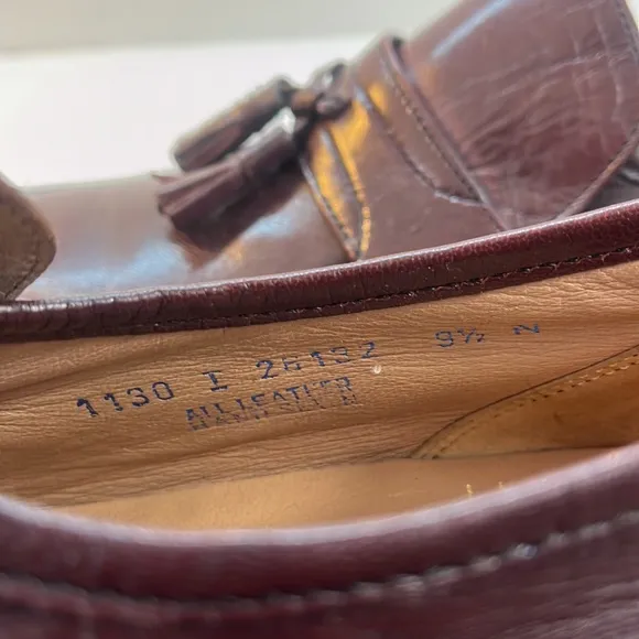Bostonian Burgundy Leather Hand Sewn Pinch Tassel Loafers size 9.5