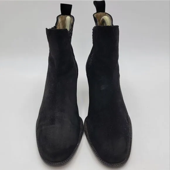 Bottega Veneta Ankle Booties Woven Black Suede Heeled Boots size 6.5 B