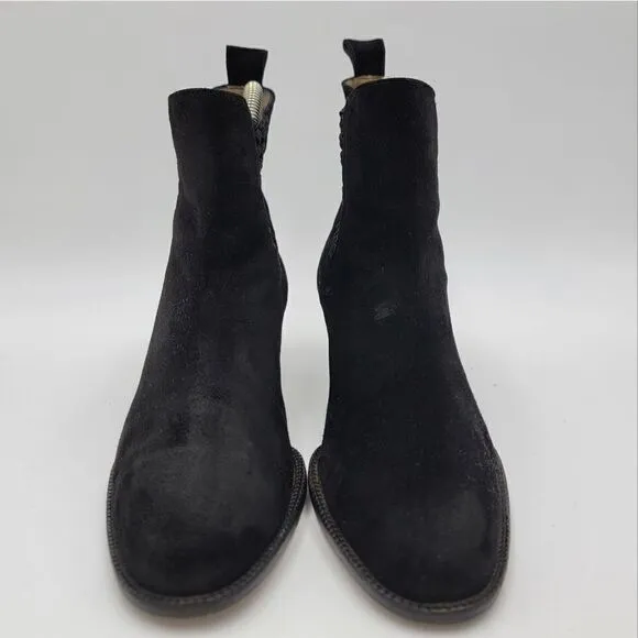 Bottega Veneta Ankle Booties Woven Black Suede Heeled Boots size 6.5 B