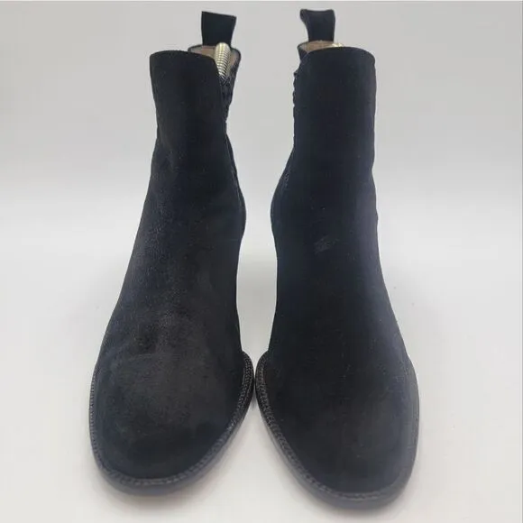 Bottega Veneta Ankle Booties Woven Black Suede Heeled Boots size 6.5 B