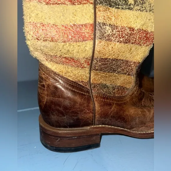 Boulet Distressed American Flag Mens Leather Cowboy Boots Size 10