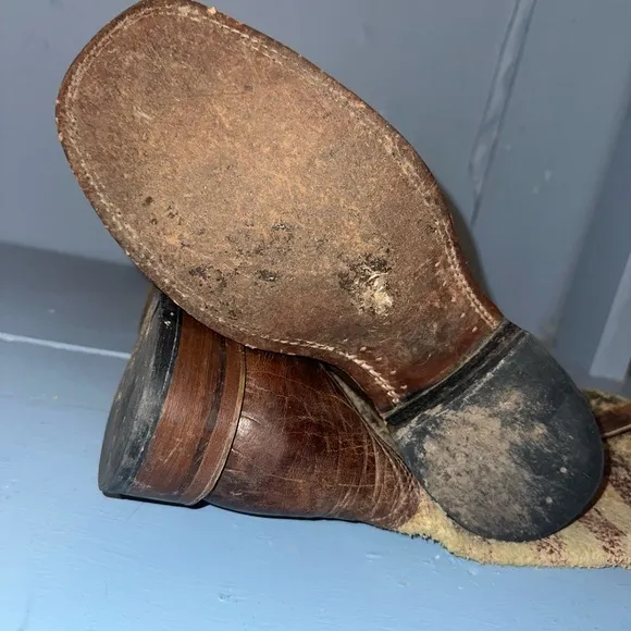Boulet Distressed American Flag Mens Leather Cowboy Boots Size 10