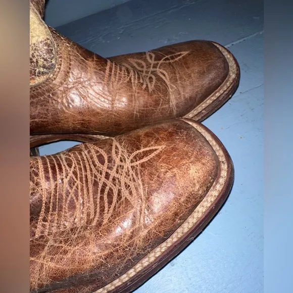 Boulet Distressed American Flag Mens Leather Cowboy Boots Size 10
