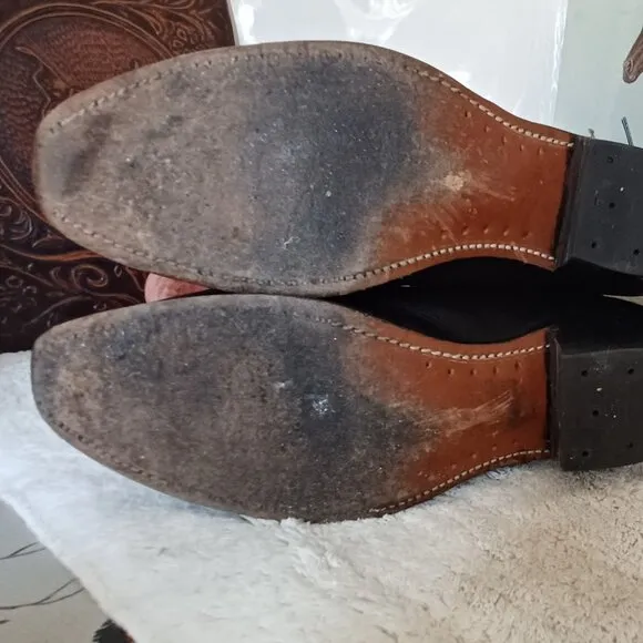 Boulet leather western cowboy boots Deer tan, black Made in Canada.