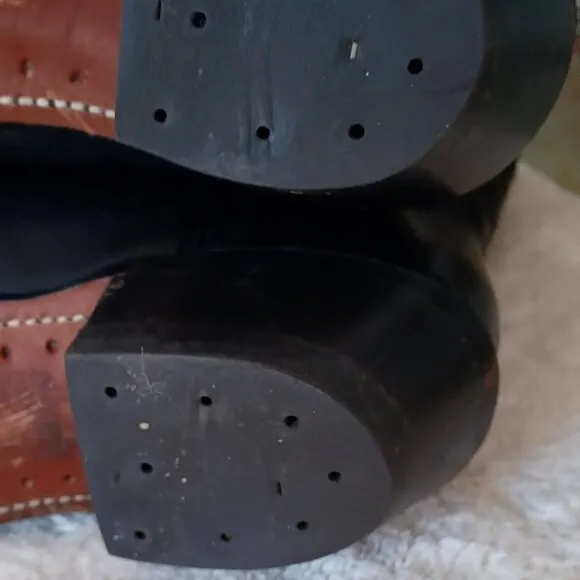 Boulet leather western cowboy boots Deer tan, black Made in Canada.