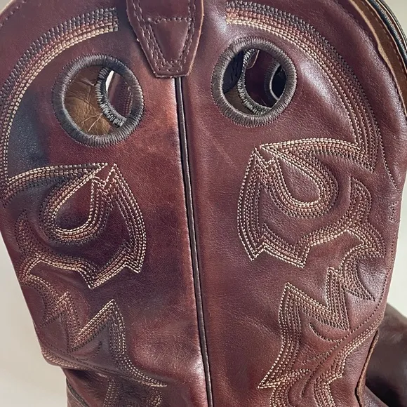 Boulet Men’s Western Boots Square Toe Cowboy Brown Leather 12E