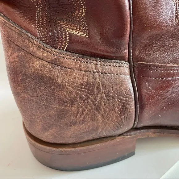 Boulet Men’s Western Boots Square Toe Cowboy Brown Leather 12E